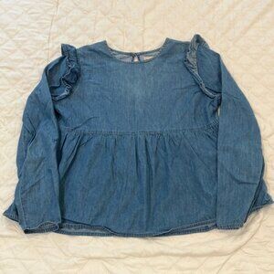 ASOS denim womens size 6 light Blue Ruffled Peplum Jean Blouse